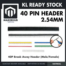 2.54mm Pin Header Female Male Single Row Header 40P Connector Black White Red Yellow Green Blue