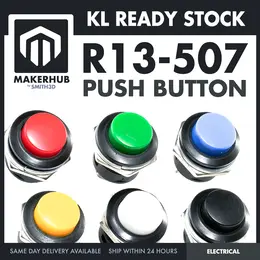 R13-507 Push Button Switch No-Locking Round Momentary Red Green Yellow Blue White Black