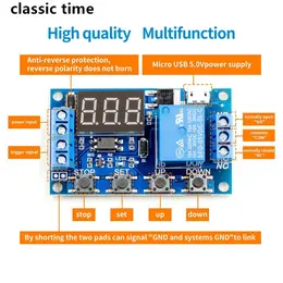 Penderia Masa Digital Lampu LED, DC 6-30V, Tunda Kitaran Pencetus Geganti, Papan Litar Suis Tunda, Modul Kawalan Masa