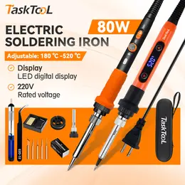 【TaskTool Hanya Tukar Tidak Baiki】80W Set Pematerian Soldering Iron SetDisplay Emperature Adjustable Electric Set Anti-Oxidation Soldering Iron Tip Solder Iron Set