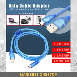 1.5M/1.8M/3M/5M USB KE MINI USB 2.0 KABEL PENCETAK 5PIN B PENGECAS LELAKI UNTUK KAMERA MP3 PS4 KABEL PENGECAS