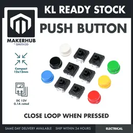 Push Button with Cap Tactile Switch with Round Hat 12mm x 12mm x 7.3mm