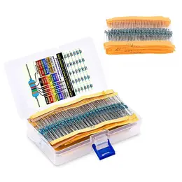 600pcs 1 % resistor set rintangan 1/ 4W resistor filem logam kit 10ohm ~ 1 m ohm 30V alues komponen elektronik kit